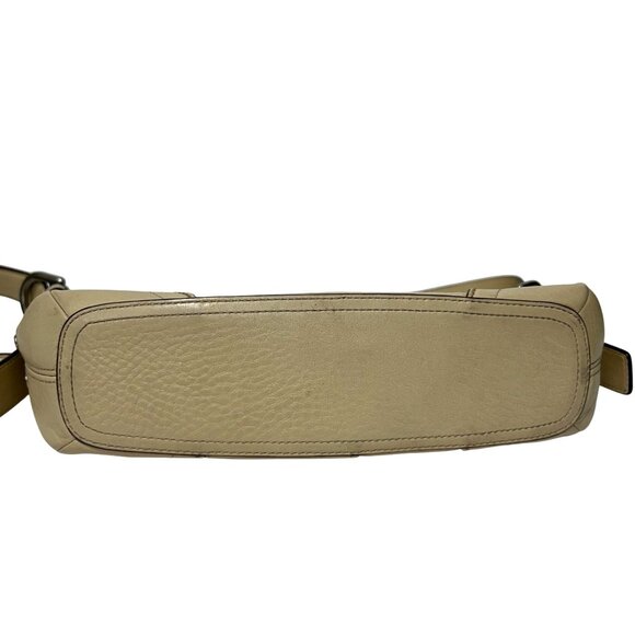 Coach Beige Pebbled Leather Crossbody Bag With Purple Lining & Adjustable Strap - Picture 5 of 10